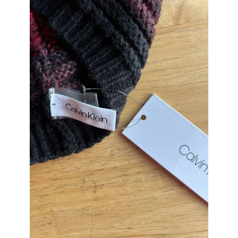 NWT Rare Calvin Klein Women's Marled Purple Red Pink Color Block Beanie